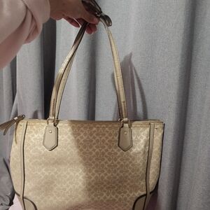Coach Cream Patterned Tote Bag